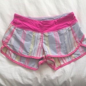 Lulu Lemon Run Speed Shorts Striped Pink